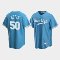 Men's Los Angeles Dodgers Mookie Betts #50 Light Blue Cooperstown Collection Alternate Jersey