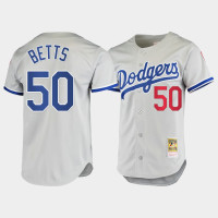 Men's Los Angeles Dodgers #50 Mookie Betts Gray 1981 Cooperstown Collection Authentic Jersey Men's Los Angeles Dodgers #50 Mookie Betts Gray 1981 Cooperstown Collection Authentic Jersey