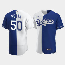 Men's Los Angeles Dodgers Mookie Betts #50 Royal Color Split Authentic Jersey
