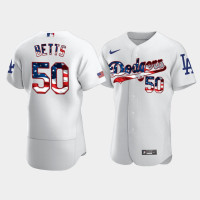 Men's Los Angeles Dodgers #50 Mookie Betts White 4th of July 2020 Stars & Stripes Jersey Men's Los Angeles Dodgers #50 Mookie Betts White 4th of July 2020 Stars & Stripes Jersey