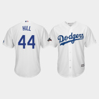 Los Angeles Dodgers Men's #44 Rich Hill 2019 Postseason White Official Home Cool Base Jersey