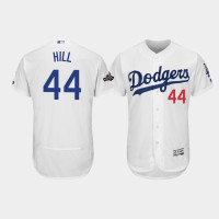 Men's Los Angeles Dodgers #44 Rich Hill White 2019 Postseason Authentic Home Flex Base Jersey