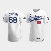 Men's Los Angeles Dodgers #68 Ross Stripling White Authentic Patch 2020 Home Jersey