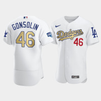 Men's Los Angeles Dodgers Tony Gonsolin White 2021 Gold Program Authentic Patch Jersey Men's Los Angeles Dodgers Tony Gonsolin White 2021 Gold Program Authentic Patch Jersey