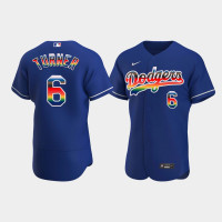 #6 Trea Turner Los Angeles Dodgers Men's Royal On-Field 2022 Pride Month Edition Jersey