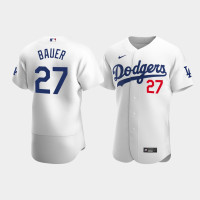 Men's Los Angeles Dodgers #27 Trevor Bauer White Authentic Home Player Jersey