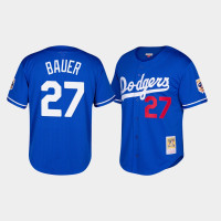 Men's Los Angeles Dodgers #27 Trevor Bauer Cooperstown Collection Mesh Batting Practice Royal Jersey