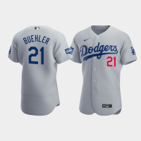 Men's Los Angeles Dodgers Walker Buehler Gray 2020 World Series Champions Alternate Authentic Jersey
