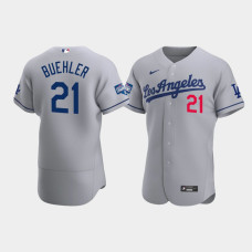 Men's Los Angeles Dodgers Walker Buehler Gray 2020 World Series Champions Road Authentic Jersey