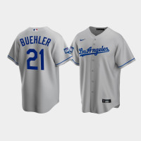Men's Los Angeles Dodgers Walker Buehler Gray 2020 World Series Champions Road Replica Jersey