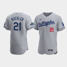 Men's Los Angeles Dodgers Walker Buehler Gray Authentic Patch 2020 Road Jersey