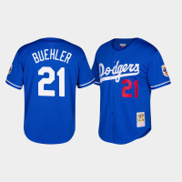 Men's Los Angeles Dodgers #21 Walker Buehler Cooperstown Collection Mesh Batting Practice Royal Jersey