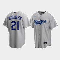 Men's Los Angeles Dodgers #21 Walker Buehler Gray Replica Alternate Jersey Men's Los Angeles Dodgers #21 Walker Buehler Gray Replica Alternate Jersey