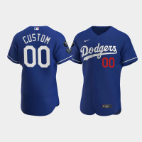 Men Los Angeles Dodgers Custom Royal Commemorative Patch Alternate Jersey Men Los Angeles Dodgers Custom Royal Commemorative Patch Alternate Jersey