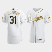 Los Angeles Dodgers Max Scherzer White Golden Edition 2021 Trade Authentic Jersey