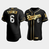 Los Angeles Dodgers Trea Turner Black Golden Edition 2021 Trade Authentic Jersey