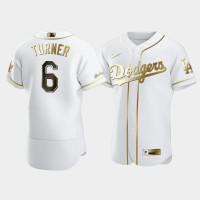 Los Angeles Dodgers Trea Turner White Golden Edition 2021 Trade Authentic Jersey