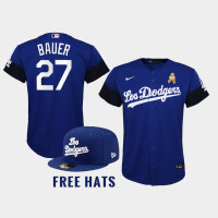 Men Los Angeles Dodgers Trevor Bauer #27 Royal Childhood Cancer Awareness Day 2021 special Gold ribbons Jersey Men Los Angeles Dodgers Trevor Bauer #27 Royal Childhood Cancer Awareness Day 2021 special Gold ribbons Jersey