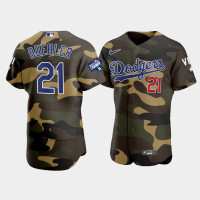 Men Los Angeles Dodgers Walker Buehler Camo 2021 Armed Forces Day Jersey