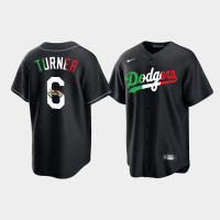 #6 Trea Turner Los Angeles Dodgers Men's Replica Mexican Heritage Night Jersey - Black #6 Trea Turner Los Angeles Dodgers Men's Replica Mexican Heritage Night Jersey - Black