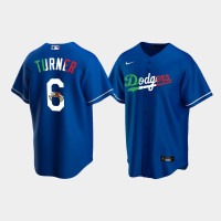#6 Trea Turner Los Angeles Dodgers Men's Replica Mexican Heritage Night Jersey - Royal #6 Trea Turner Los Angeles Dodgers Men's Replica Mexican Heritage Night Jersey - Royal