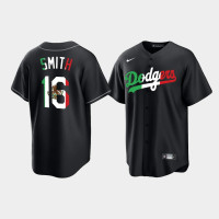 #16 Will Smith Los Angeles Dodgers Men's Replica Mexican Heritage Night Jersey - Black #16 Will Smith Los Angeles Dodgers Men's Replica Mexican Heritage Night Jersey - Black