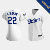 Women's Los Angeles Dodgers Clayton Kershaw #22 White 2020 World Series Replica Jersey