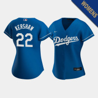 Women's Los Angeles Dodgers Clayton Kershaw #22 Royal Replica 2020 Alternate Jersey Women's Los Angeles Dodgers Clayton Kershaw #22 Royal Replica 2020 Alternate Jersey