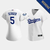 Women's Los Angeles Dodgers Corey Seager #5 White 2020 World Series Champions Replica Jersey