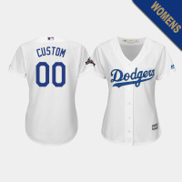 Women's Los Angeles Dodgers #00 Custom 2019 Postseason White Official Home Cool Base Jersey