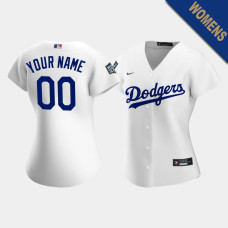 Women's Los Angeles Dodgers Custom #00 White 2020 World Series Replica Jersey