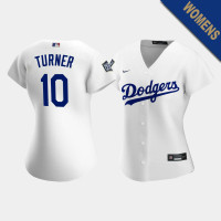 Women's Los Angeles Dodgers Justin Turner #10 White 2020 World Series Replica Jersey