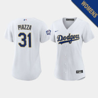 Women's Los Angeles Dodgers Mike Piazza #31 White 2021 Gold Program Replica Jersey