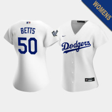 Women's Los Angeles Dodgers Mookie Betts #50 White 2020 World Series Replica Jersey