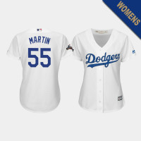 Women's Los Angeles Dodgers #55 Russell Martin 2019 Postseason White Official Home Cool Base Jersey