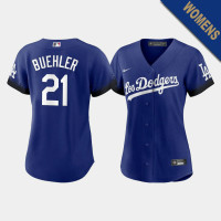 Women's Los Angeles Dodgers Walker Buehler Royal 2021 City Connect Replica Jersey