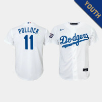Youth Los Angeles Dodgers A.J. Pollock #11 White 2020 World Series Champions Home Replica Player Jersey