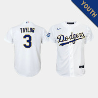 Youth Los Angeles Dodgers Chris Taylor #3 White 2021 Gold Program Replica Jersey