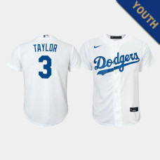 Youth Los Angeles Dodgers Chris Taylor #3 White Replica Home Jersey