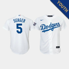 Youth Los Angeles Dodgers Corey Seager #5 White 2020 World Series Champions Home Replica Player Jersey