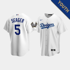 Youth Los Angeles Dodgers Corey Seager #5 White 2020 World Series Replica Jersey