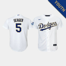 Youth Los Angeles Dodgers Corey Seager #5 White 2021 Gold Program Replica Jersey