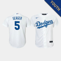Youth Los Angeles Dodgers Corey Seager #5 White Replica Home Jersey