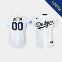 Youth Los Angeles Dodgers Custom #00 White 2021 Gold Program Replica Jersey