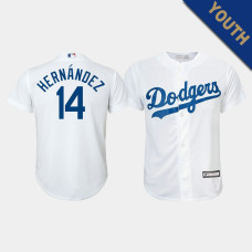 Youth Los Angeles Dodgers Enrique Hernandez #14 White Cool Base Home Home Replica Jersey