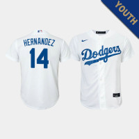 Youth Los Angeles Dodgers Enrique Hernandez #14 White Replica Home Jersey