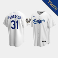 Youth Los Angeles Dodgers Joc Pederson #31 White 2020 World Series Replica Jersey