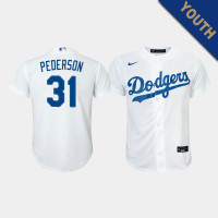 Youth Los Angeles Dodgers Joc Pederson #31 White Replica Home Jersey