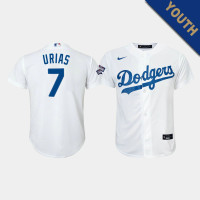 Youth Los Angeles Dodgers Julio Urias #7 White 2020 World Series Champions Home Replica Player Jersey
