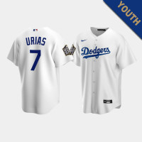 Youth Los Angeles Dodgers Julio Urias #7 White 2020 World Series Replica Jersey Youth Los Angeles Dodgers Julio Urias #7 White 2020 World Series Replica Jersey